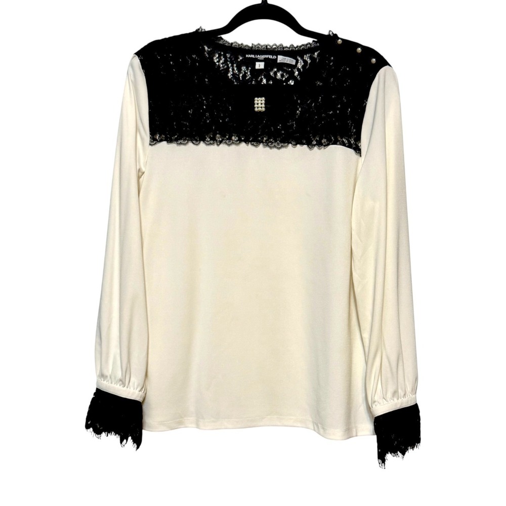 Karl Lagerfeld Whimsigoth Parisian Blouse Womens Size M Victorian Goth Fairycore